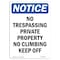 Signmission Sign, 10" H, 7" W, Rigid Plastic, No Trespassing Private Property Sign, Portrait, V-14974 OS-NS-P-710-V-14974 - alternate 1